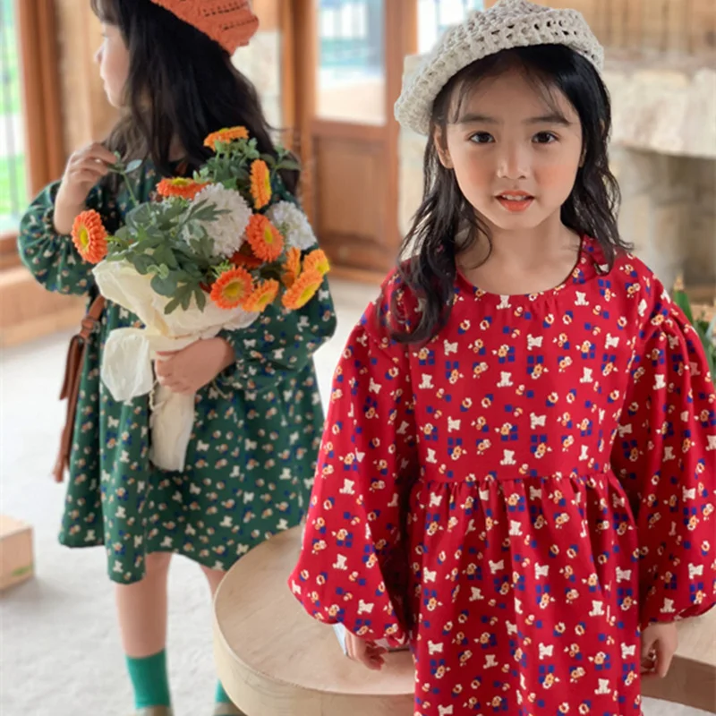 

Girl Gown Kids Baby Party Evening Dress 2021 Floral Warm Plus Thicken Winter Autumn Cotton Plus Size Children Clothing