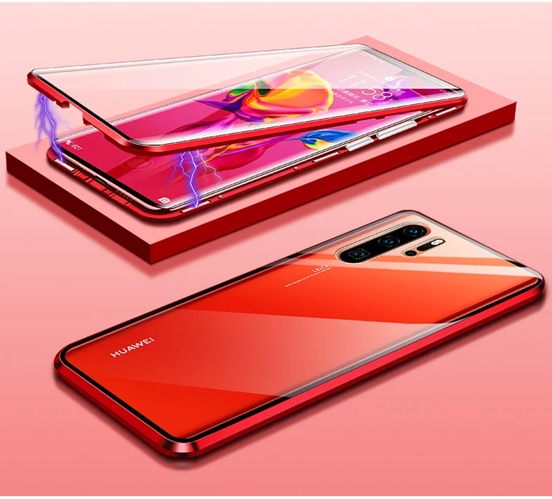 Роскошный защитный Магнитный чехол на весь корпус для huawei P30 P20 lite Pro 360, задняя крышка из закаленного стекла huawei mate 30 20 Pro Чехол