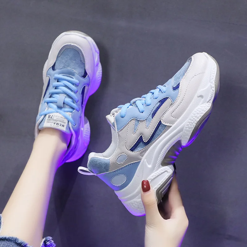 Fujin/женские кроссовки Сезон весна-осень 2020 года Дышащая обувь на платформе со