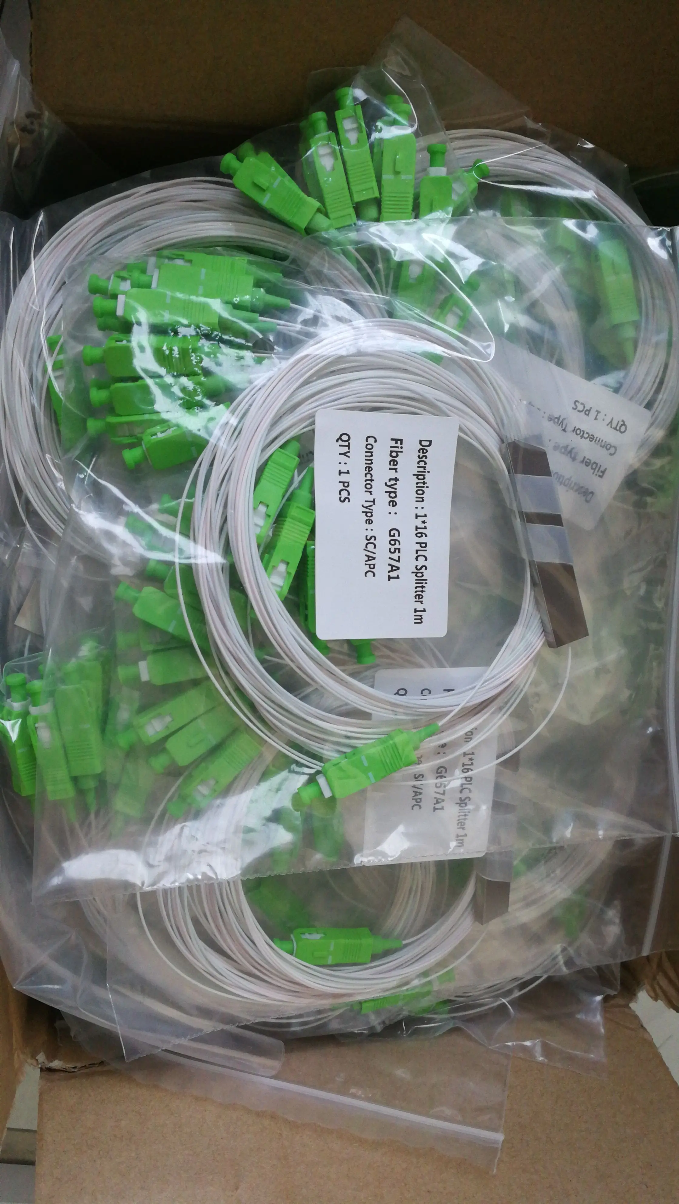 Divisor de fibra &oacute;ptica SC/SM APC 0,9mm, alta calidad, 1m, FTTH, 20 unidades/30 unids/lote, 1x16-2