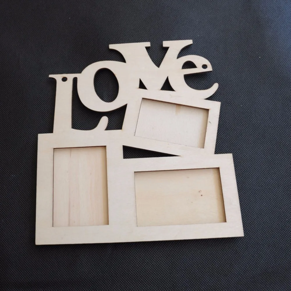 Hot Sale DIY Lovely Hollow Love Wooden Family Photo Picture Frame Rahmen White Base Art Home Decor |