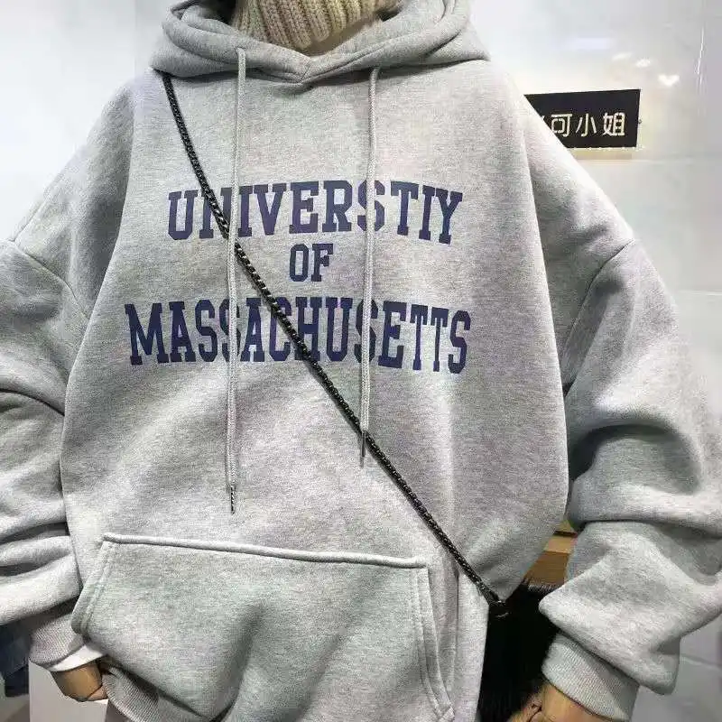 Толстовка Женская зимняя свободного покроя с длинным рукавом и карманами |