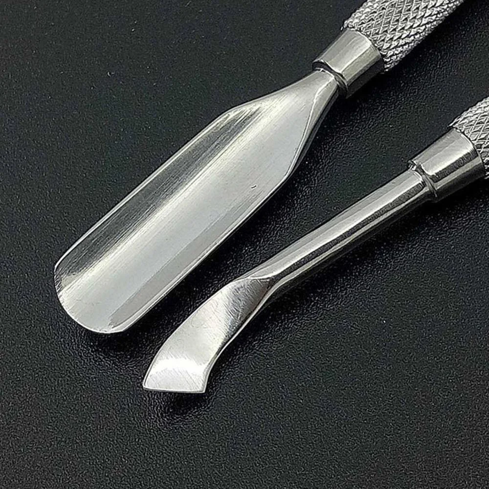 

13cm Fashion Design Double Head Cuticle Pusher Stainless Steel Dead Skin 2 Way Push for Women Men Hot Nail Art Manicure Tool