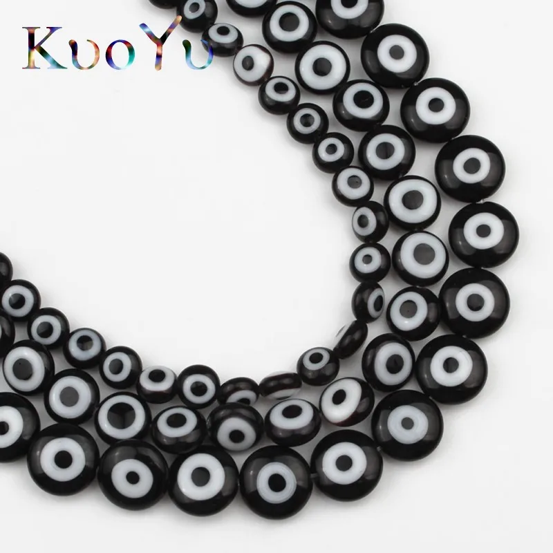 Черный с клипсами Дурной глаз бисерами из окрашенным стекла двойным остеклением