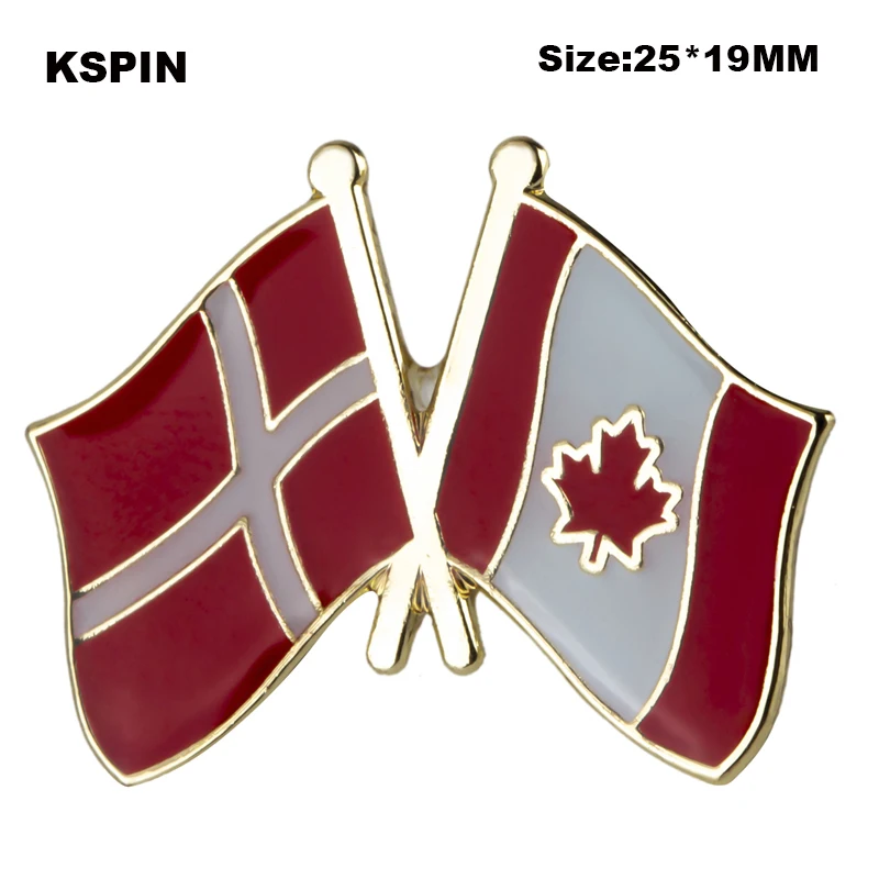 Нагрудный значок с флагом дружбы Дания и Канады брошь в виде флага | Дом сад