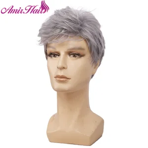 Парик Amir с короткими волосами для мужчин, Синтетические прямые волосы с эффектом омбре, для косплея, вечерний