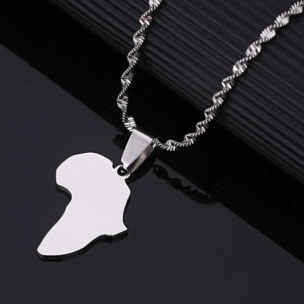 Stainless Steel Fashion African Map Pendant Necklace of Africa Chain Jewelry | Украшения и аксессуары