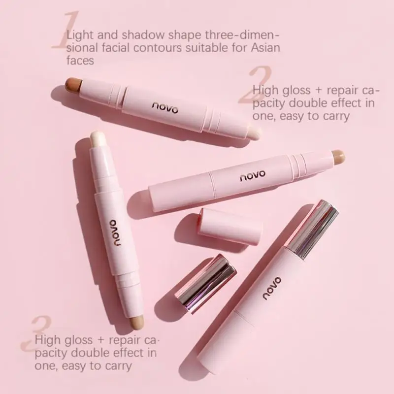 

Double-ended Highlighter + Bronzer Stick Light Nose Contour Nose Shadow Brighten Skin Tint Pen Maquiagem Cosmetics TSLM1