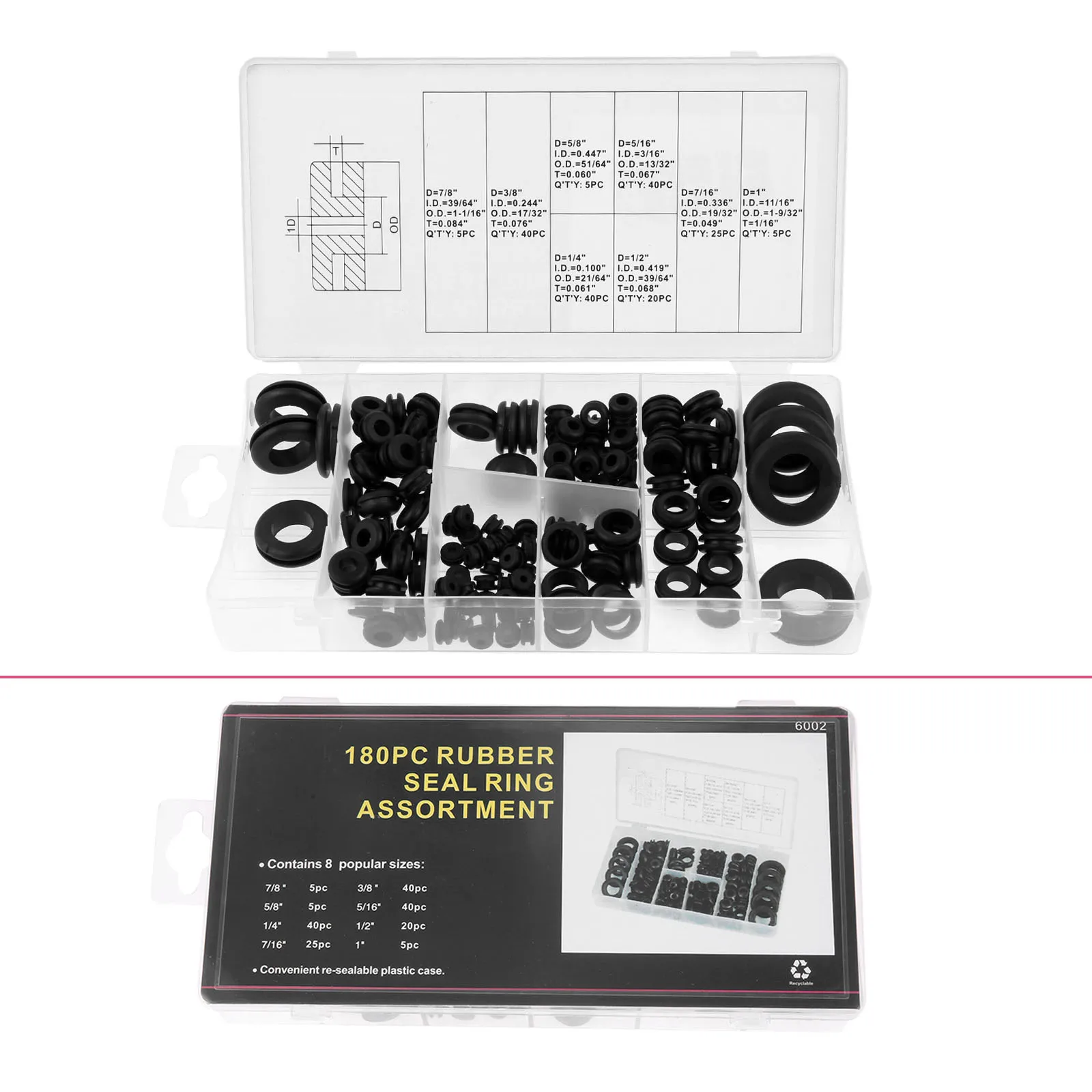 180 шт. 8 размеров резиновые кольца | Инструменты