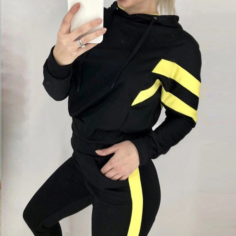 

Womens Athletic Tracksuit Set Warm Running Jogging Sportwear Sweat Suit Fashion Two Piece Set Jogging Femme Zipper Top