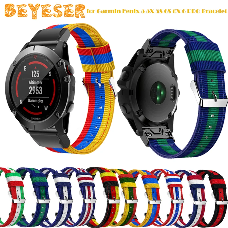 Ремешок нейлоновый для Garmin Fenix 5 5X 5S 6S 6X 6 PRO быстросъемный сменный Браслет наручных