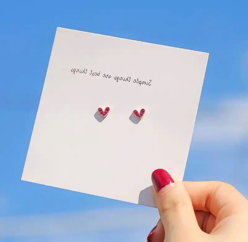 Новинка 2019 модные серьги в стиле панк с кристаллами сердечко красные