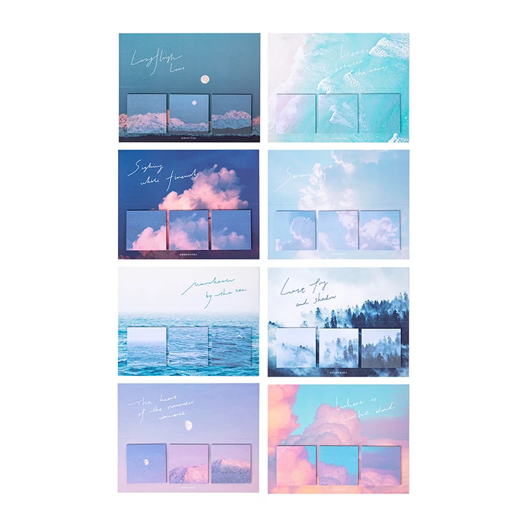 

60Sheets/pack Mountains and Sea Sticky Notes Post It Memo Pad Scenery Adhesive Notes Office Accessories School Stationery
