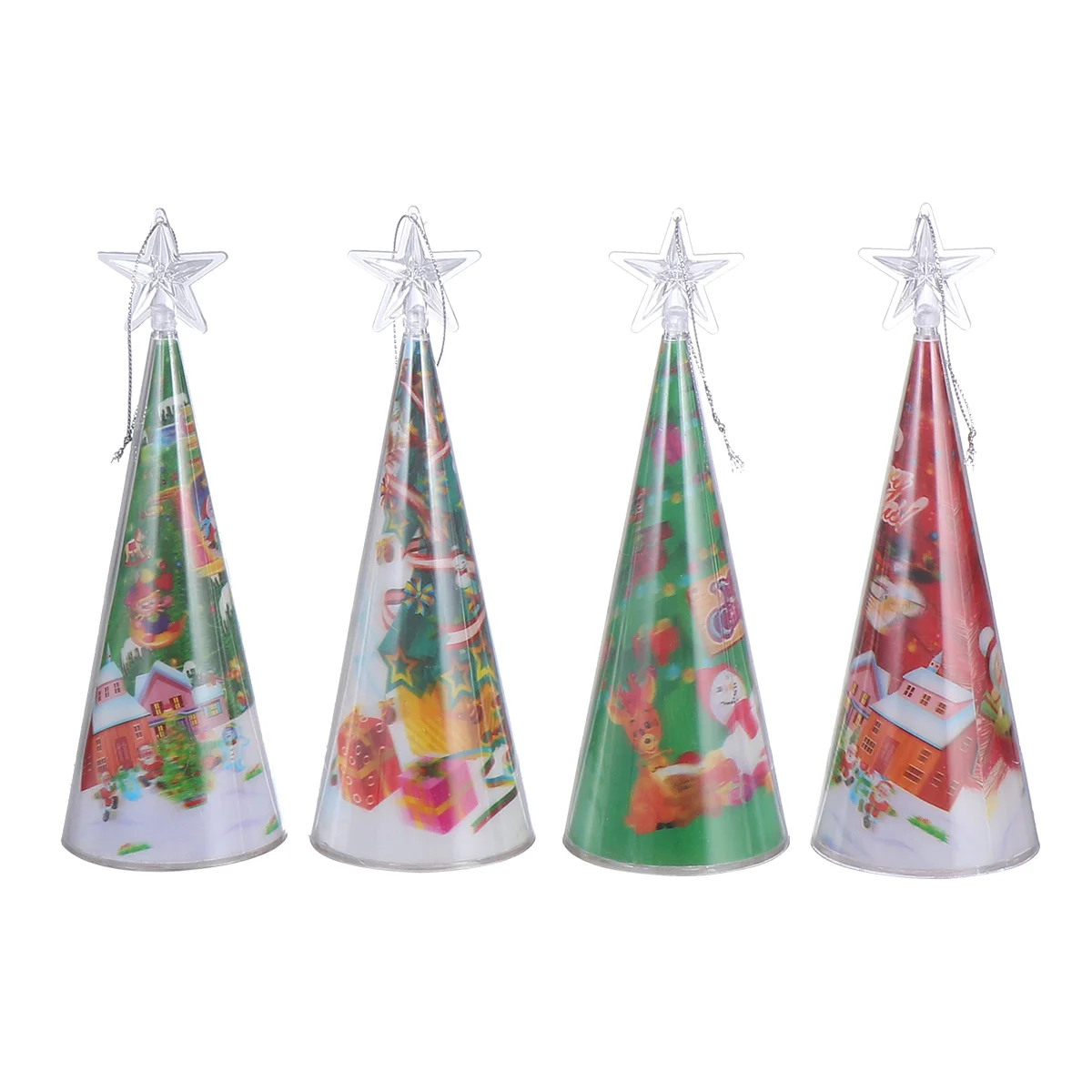 

4 шт. рождественские светящиеся декоративные мини-елки, освещающие Рождественские елки (красно-зеленые)