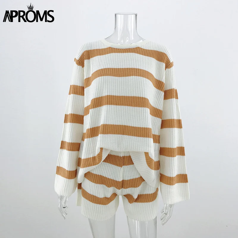 Новый Винтажный полосатый комплект из двух предметов женский осенне-зимний