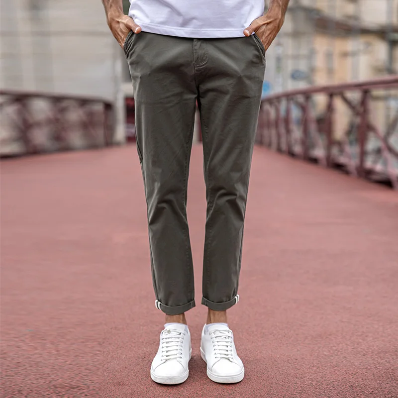 Мужские брюки-стрейч KUEGOU черные повседневные облегающие большие размеры модель