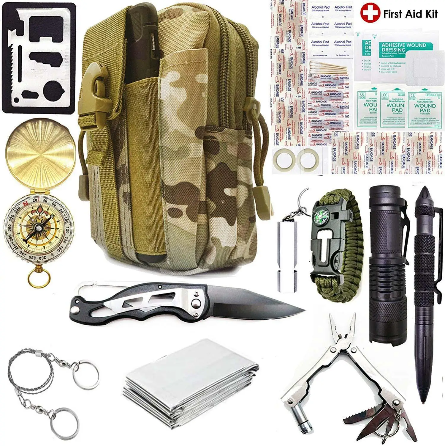 Набор для выживания 40 в 1 военный уличный туристический Многофункциональный