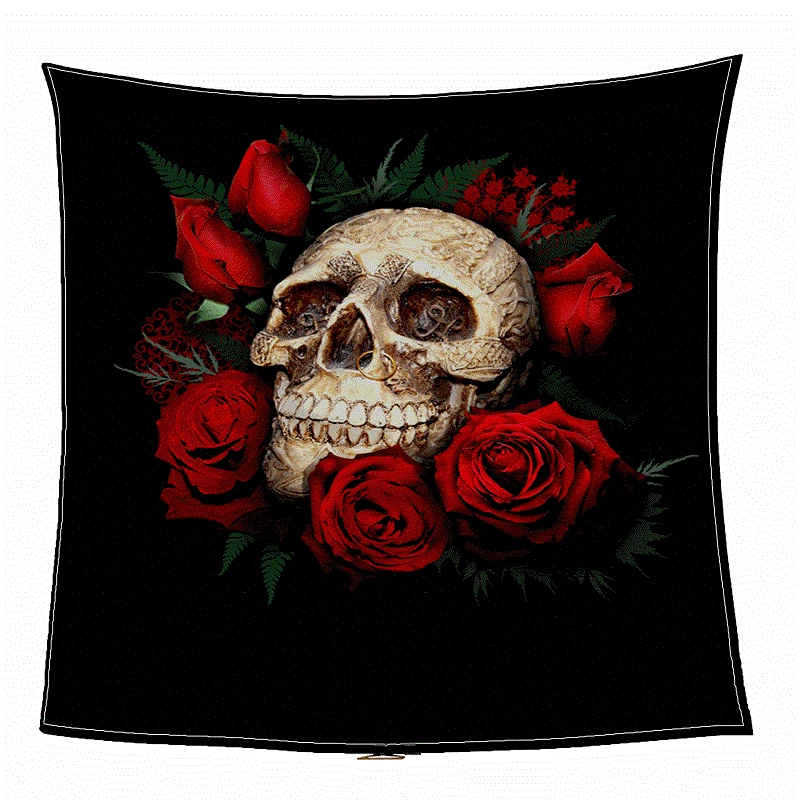 

3D Rose Skull Sherpa Wearable Blanket Chunky Fleece Blankets and Throws Home Sofa Bed Blanket Cover
