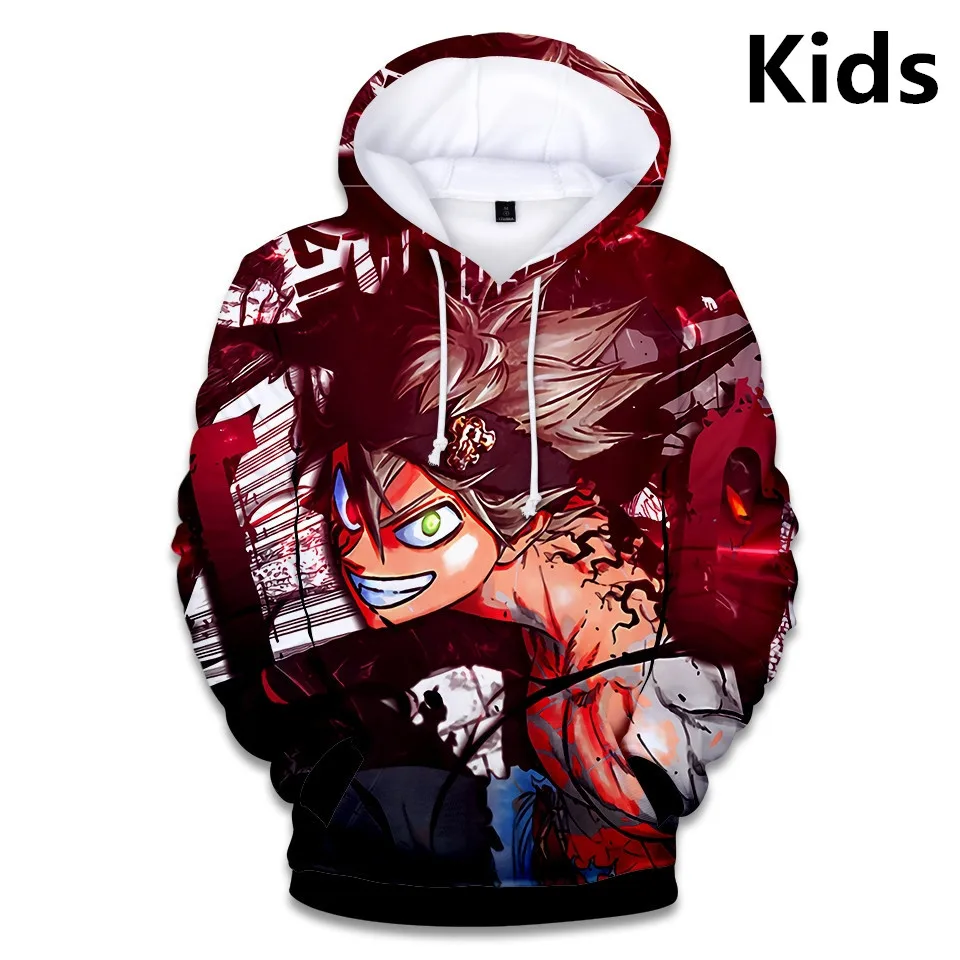 

3 To 14 Years Kids Hoodies 3D Black Clover Hoodie boy/girls Sweatshirt Fashion Long Sleeve Coat Cartoon Children pullover