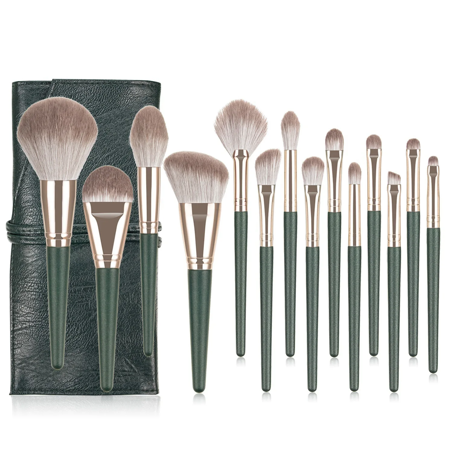 New 14 Green Cloud Makeup Brush Set Foundation Brush Eyeshadow Brush Loose Powder Brush Blush Brush Beauty Tool