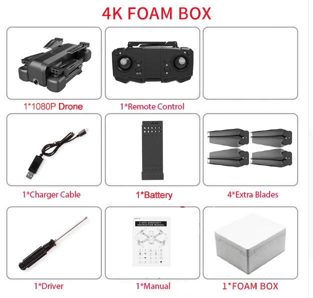 4K Foam Box Новая камера Дрон с камерой 4K HD 1080P воздушная видео wifi FPV Квадрокоптер Follow Me RC вертолет Дрон x Pro VS GD89 LF606 LF609 - Цвет: 4K Foam Box