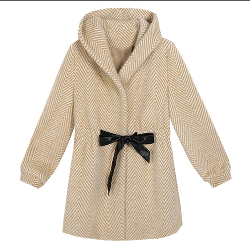 Mid-length Coat Women 2020 New Autumn Hooded Casual Trench Gold Mink Cashmere Thick slim Female Outerwear AN261 | Женская одежда