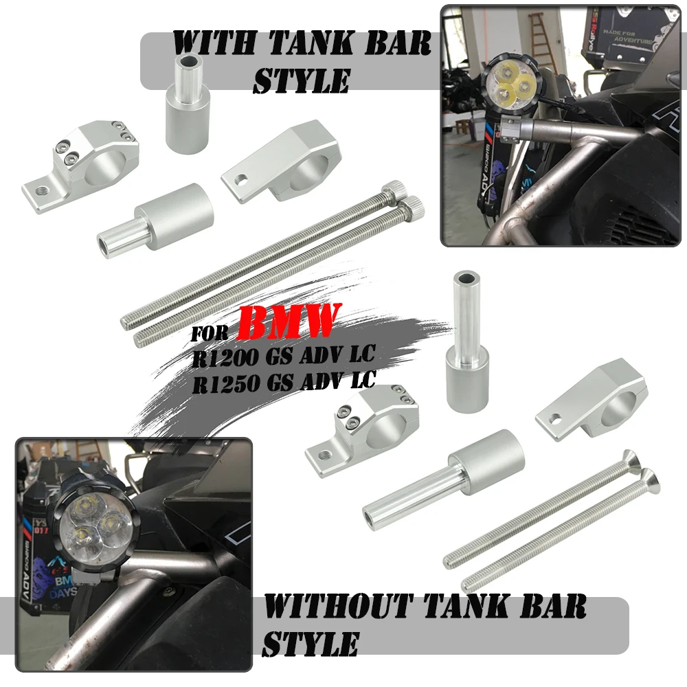 

For BMW R1200GS ADV LC Motorcycle 2pcs Bull Bar Bracket Fog Driving Light Motorcycle Crash Bar Guard Mount Kit R1250GS 2014-19