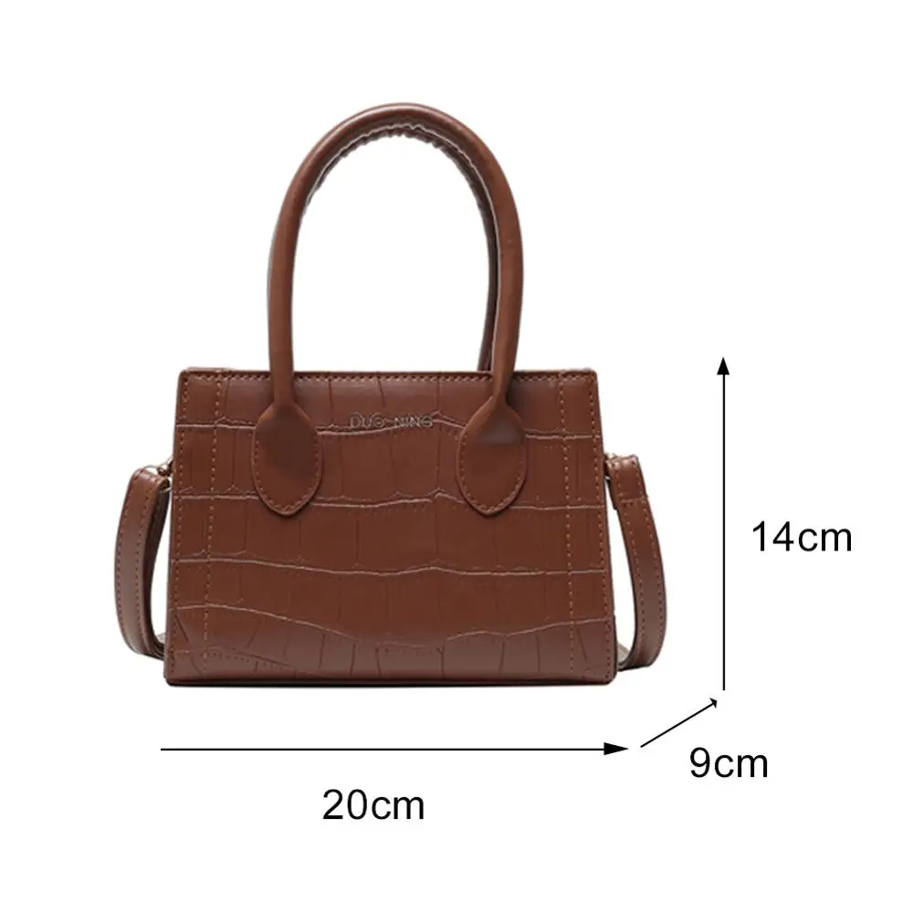 

Female Retro PU Solid Shoulder Bag Popular Simple Female Daily Bag Fashion Stone Pattern Messenger Handbag Tote 2020