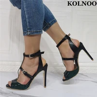 kolnoo new simple ladies high heeled sandals patchwork peep toe daily wear summer shoes large size 35 47 fashion evening shoes