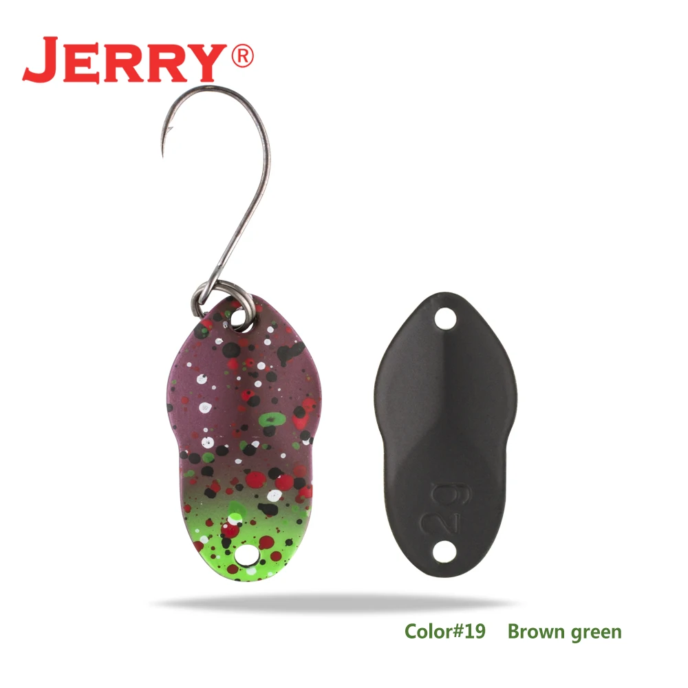 brown green Jerry 2 г 3 г микро рыболовные приманки сверхлегкие латунные металлические жесткие приманки один крючок пресноводная зона форель Щука окунь ложка безделушка pesca - Цвет: brown green