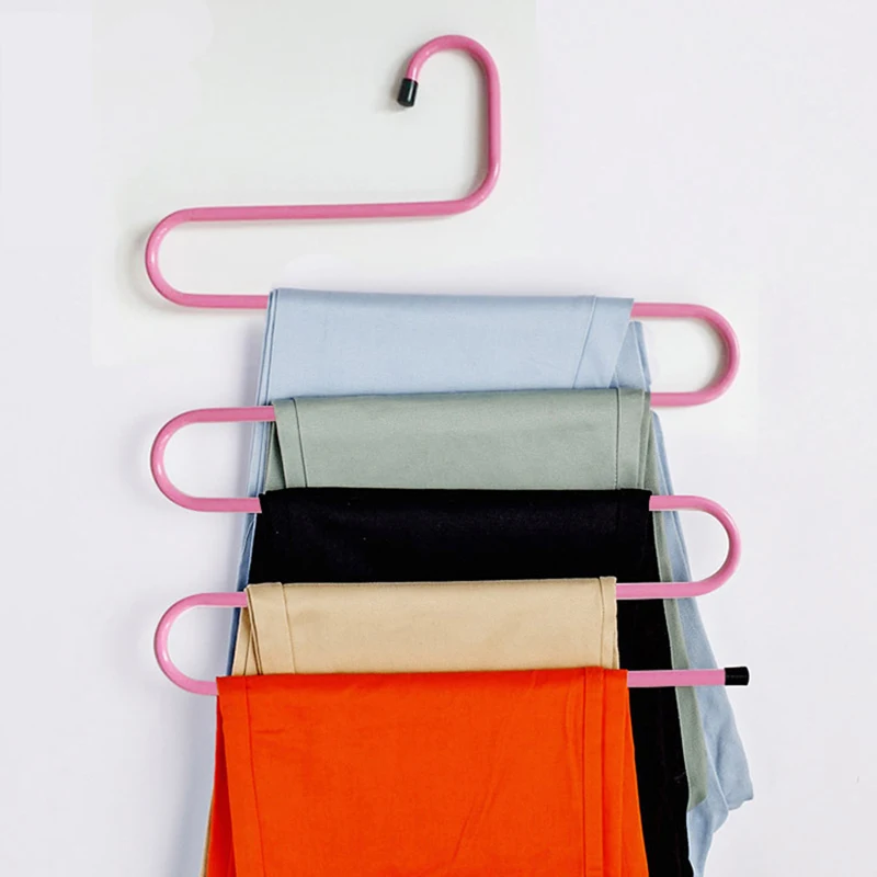 

Multilayer Pants Hanger Rack MultiFunctional Clothes Hangers Storage Cupboard Non-slip Organizer Shelf Storage Scarf Tie Holder