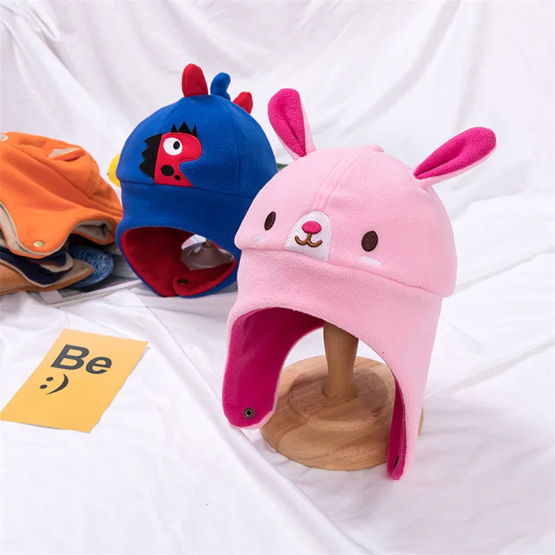 New Knitted Children Hats Cartoon Beanies Hat Warm Girl Boy Thick Velvet Cap Autumn Winter Windproof Baby Toddler Beanie | Аксессуары