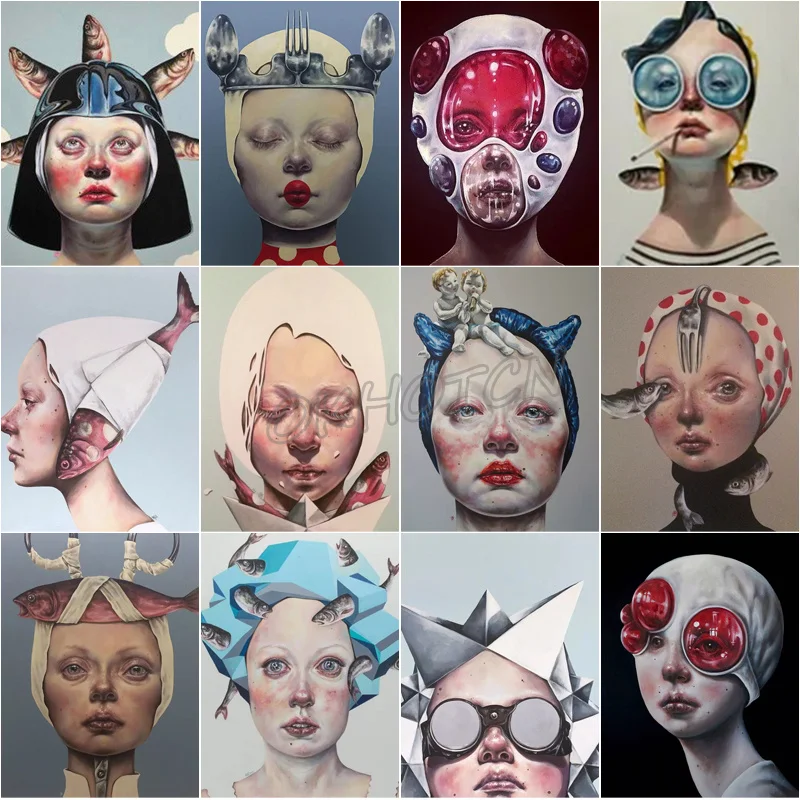 

Character Poster Inkjet Printing Process Prints Canvas Painting Waterproof Ink Strange Headgear European And American Style
