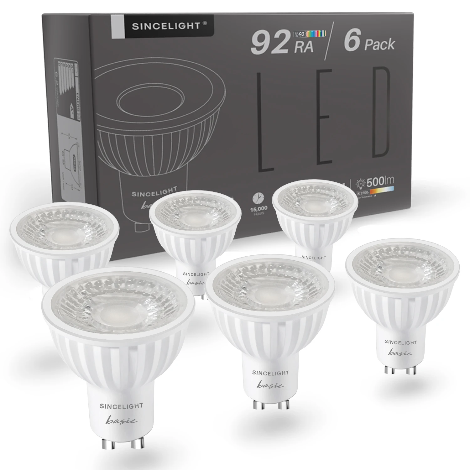 Pack of 6/12,PAR16 Gu10 Base Focos LED Downlights Bulb Lamp 6W 2700 4000 6000K(Home Decor Indoor100Beam Angle/Spot Light)