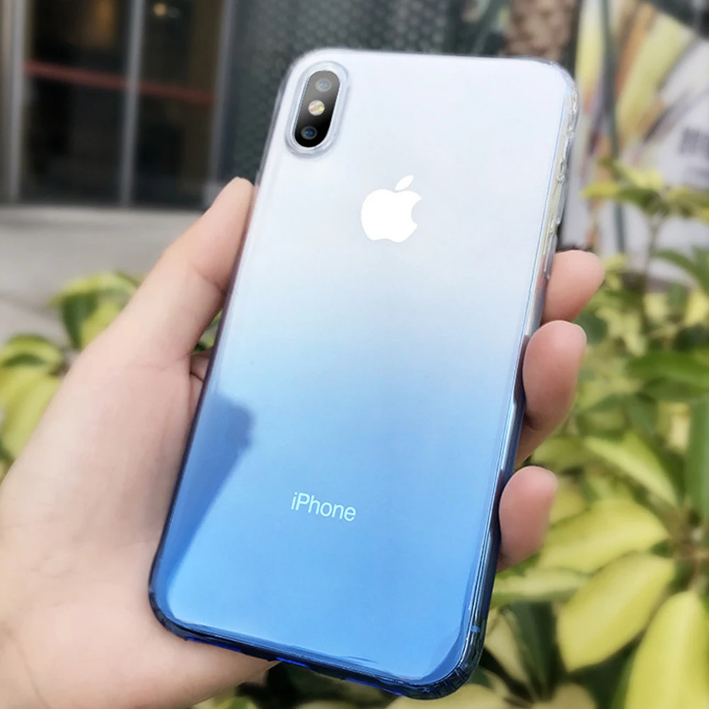 Градиентный прозрачный мягкий ТПУ чехол для iPhone 11 Pro XS MAX XR X тонкий цветной