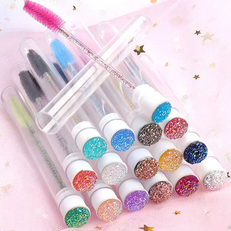 

Diamond eyebrow brush tube disposable eyelash brush Reusable Crystal Eyelash brush replaceable dust-proof Sparkling Blingbling