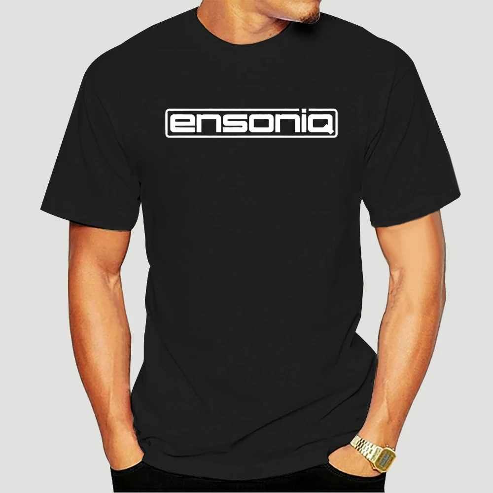 

Men T Shirt Ensoniq Tee Shirt White on Black tshirts Women T-Shirt-1616D