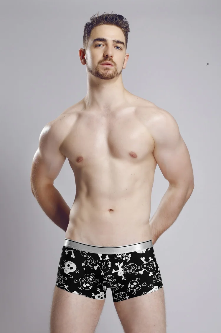 Брендовое модное мужское нижнее белье с принтом черепа дышащие мягкие