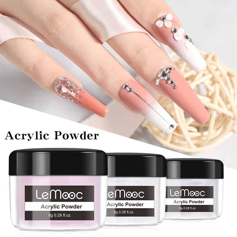 LEMOOC 8 мл акриловый порошок розовый белый прозрачный удлиняющий резной цветочный