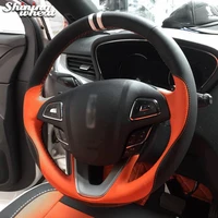 shining wheat black orange leather hand stitched steering wheel cover for lincoln mkx mkc mkz 2013 2019