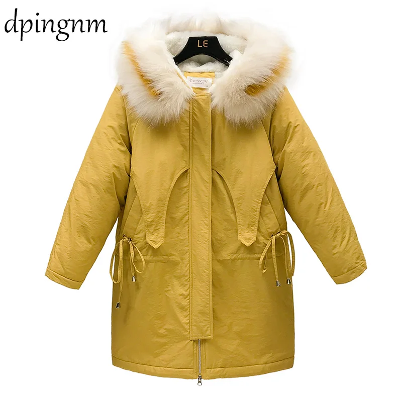 

Winter parkas jacket 19 winter -30 degrees lamb cashmere thick section warm winter fashion fur collar hooded jacket coat parkas