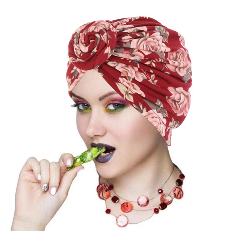 

Women Turban African Pattern Knot Headwrap Fashion Warm Bandana Hats Ladies Chemo Cap Bandanas Hair Accessories