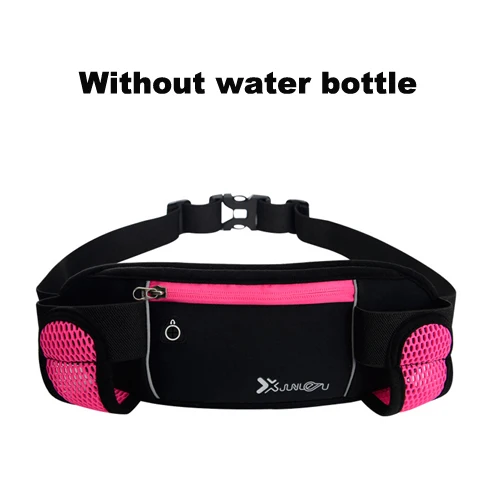 Pink Running Bags Waist 2 Water Bottle Outdoor Camping Hiking Fitness Man Women Gym Lightweight Belt Bag Female Sports Fanny Packs - Цвет: Pink