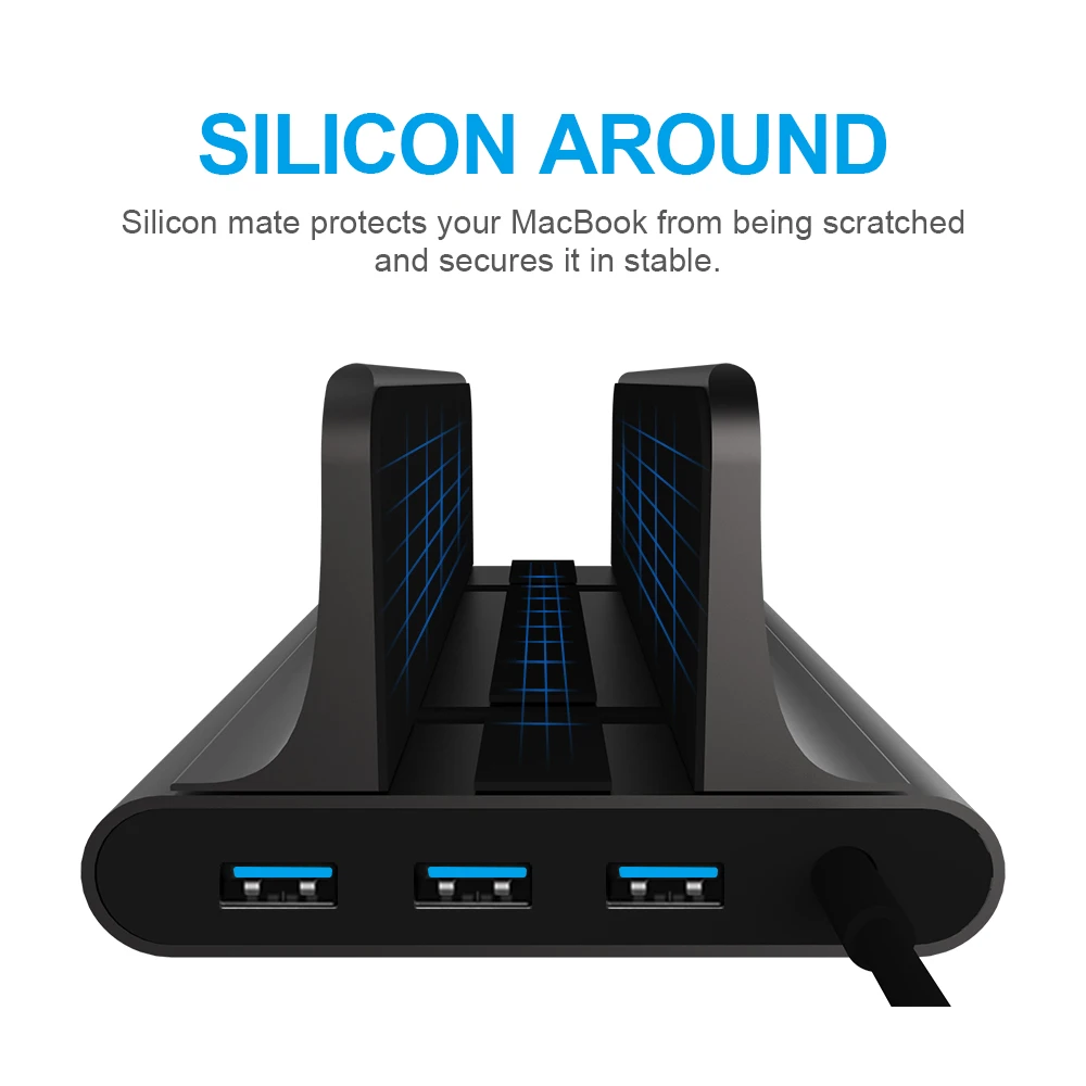 USB C Hub Type C Adapter Vertical Laptop Stand with 6 in 1 Docking Sttation 4K HDMI 3.0 USB Compatible All MacBooks and laptops