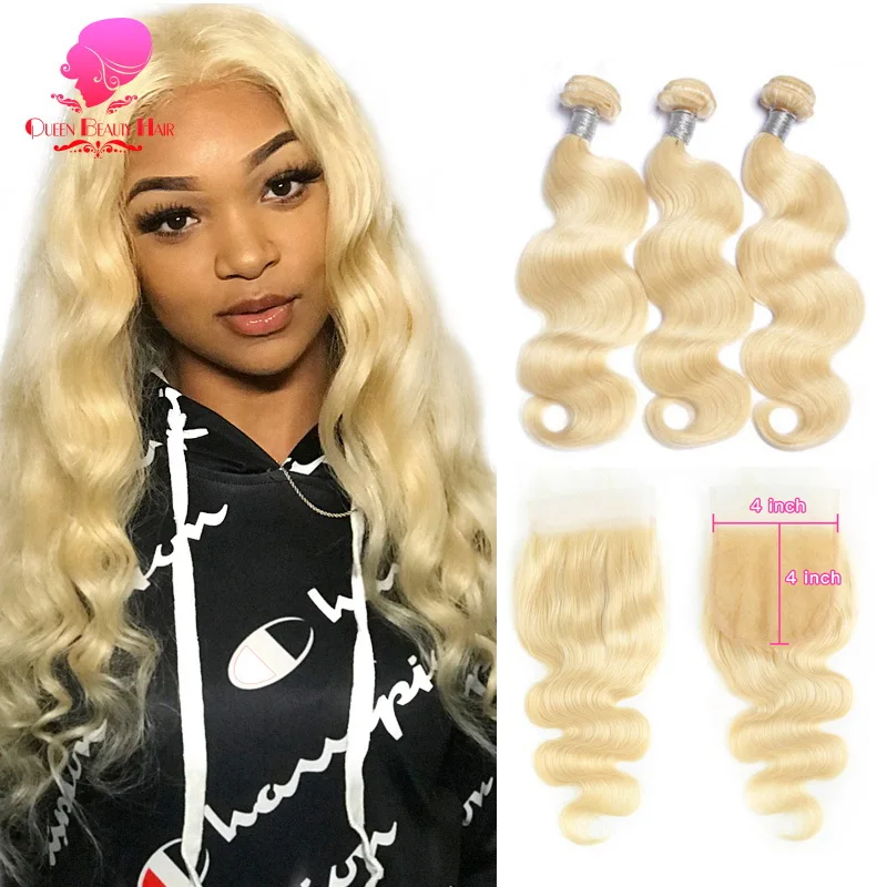 Queen Beauty 613 медовый цвет светлый тело волна Remy человеческие волосы 4x4 малайзийская