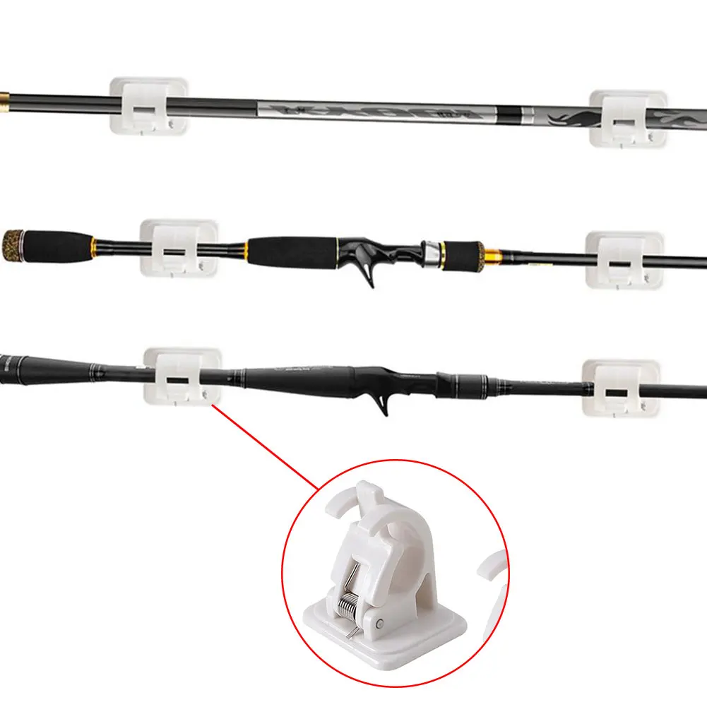 

2Pcs/Set Plastic Club Clip Fishing Rod Pole Wall Mounted Storage Rack Tip Clamps Holder Clips Pool Cues Exhibition Clip White