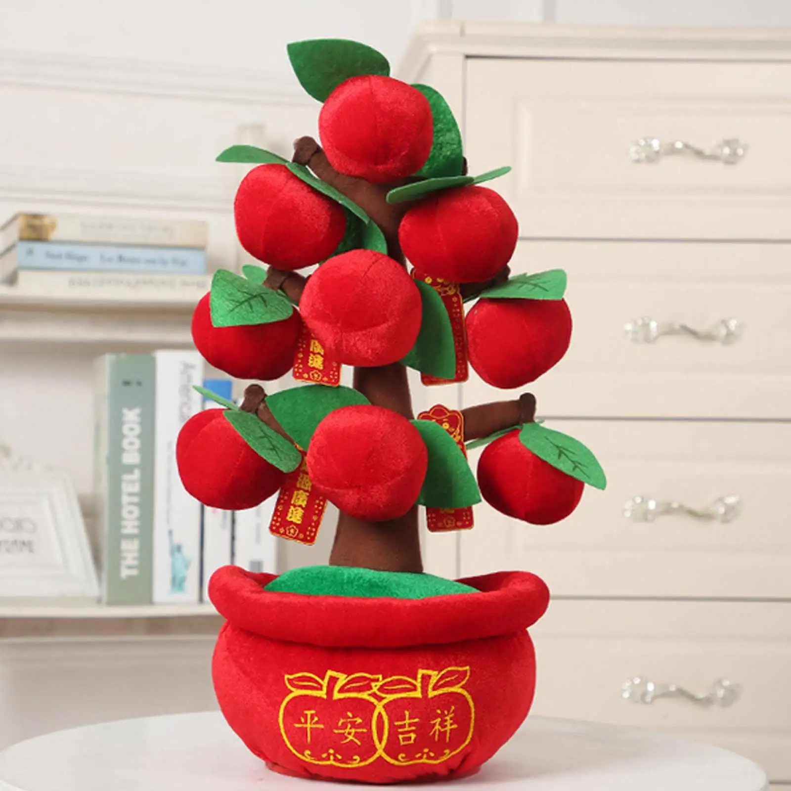 Simulaci&oacute;n de terciopelo Artificial, naranja, fruta, melocot&oacute;n, flor, decoraci&oacute;n del A&ntilde;o Nuevo Chino, Festival de Primavera, adorno para el hogar, 35x17cm-1