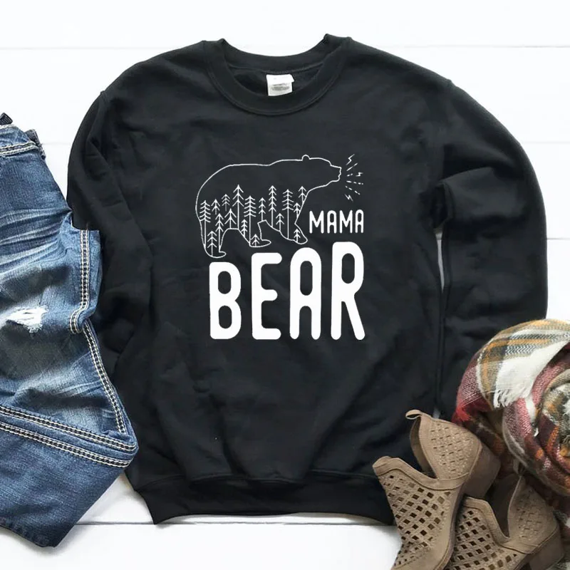 Mama Bear/Женская толстовка с принтом уличная одежда для девочек Модный Стильный