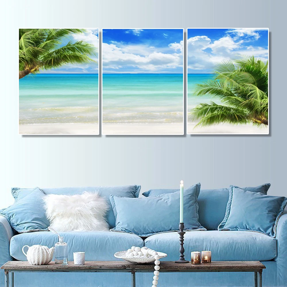 Laeacco постеры с тропическими пальмами на море настенные художественные картины