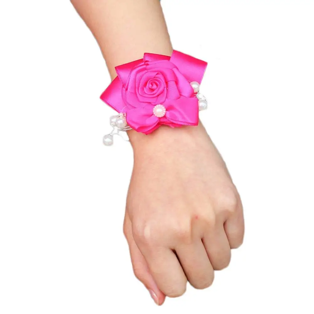 Корсаж на запястье с жемчугом бант милая лента роза подружка невесты ручной